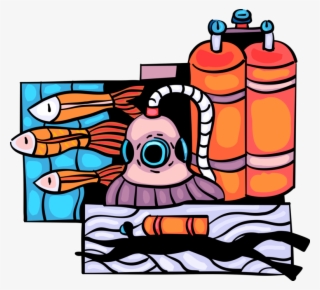 Vector Illustration Of Scuba Diver Diving In Ocean #7384645