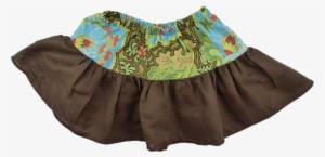 Brown Linen Cotton Print Ruffle Skirt - Miniskirt #740459