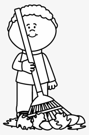 Image Library Black And White Boy Raking Autumng Unit - Raking Leaves Clipart Black And White #742641