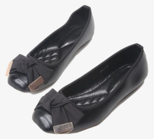 Black Square Toe Ballerina Flats With Lovely Bow #743263