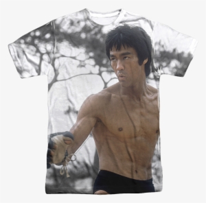 Sublimation Bruce Lee T-shirt - Bruce Lee/battle Ready Short Sleeve Adult Poly Crew #743776