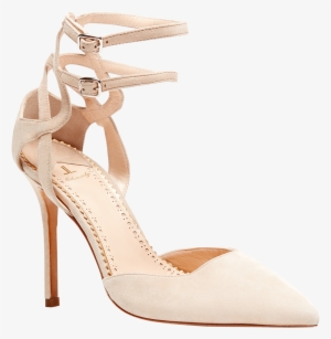 Beige Suede Leather Heels With Straps 110mm - High-heeled Shoe #744558