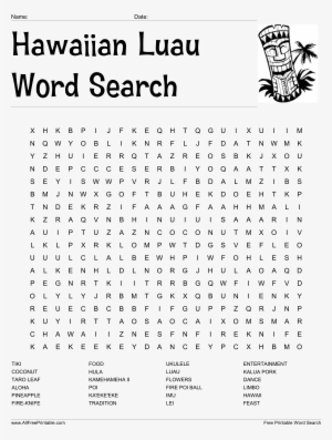 Hawaiian Luau Word Search Main Image - Bestickers Wall Vinyl Sticker ...