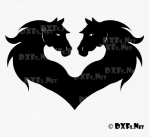 Heart Horse Heads Design For Cnc Cutting - Horse Heads In A Heart #746206