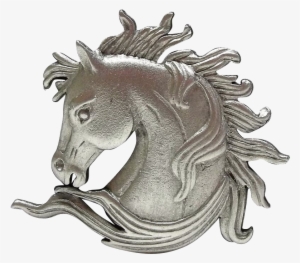 Horse Head Jj Pin Jonette Brooch Pewter From Dollherup - Brooch #746361