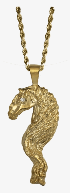 14k Friesian Horse Head Pendant With Diamond Eye And - Locket #746582