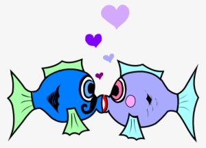 Kisses Clipart Kiss Goodnight - Kissing Fish Clipart Black And White #746841