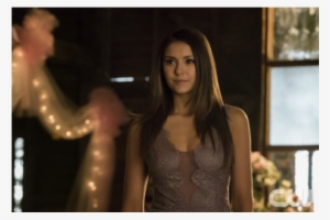 Nina Dobrev Lavender Chiffon Dress With Lace Embroidery - Nina Dobrev Vampire Diaries #747488