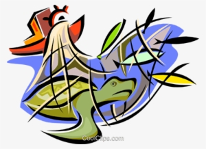 Illegal Drift Net With Trapped Turtle - Illegal Fishing Drawing #748232