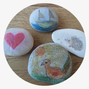 Artistic Stones By Chidren Painted Rocks Acorns And - Heart #748468