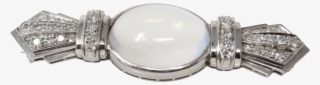 Retro Platinum Moonstone Diamond Brooch Brooch #7446751