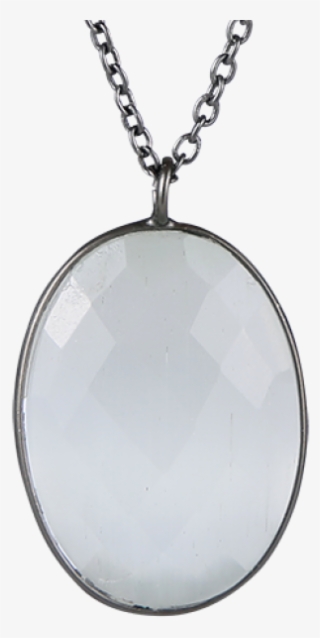 Crude Necklace In Black Silver With White Moonstone #7447248