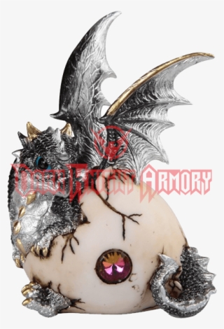 Silver Dragon Hatchling With Jeweled Egg #7455548
