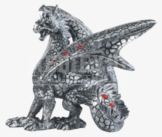 Small Silver Dragon Statue #7456146