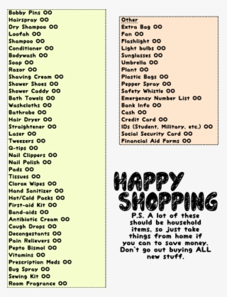 Ultimate College Shopping List #7457765