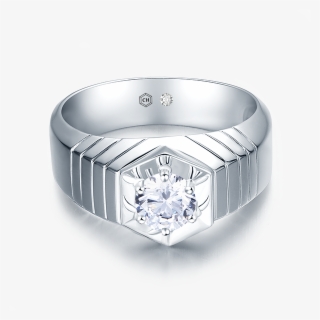 Sleek Ribbed Front High Dome Men Solitaire Diamond #7478635