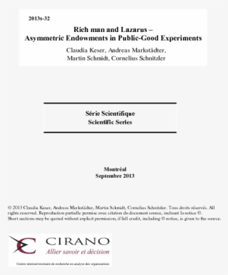 Rich Man And Lazarus Asymmetric Endowments In Public-good #7484722