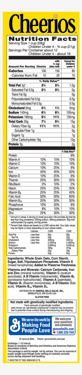 Cheerios, Gluten Free, Cereal With Whole Grain Oats, #7492119