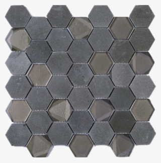 Dark Grey Hexagon Glass And Stone Mosaic Tile #7492925