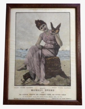 Antique Original Color Enhanced Print Brooke's Monkey - Giclee Painting: Advertisement, Brooke's Soap Monkey #750517