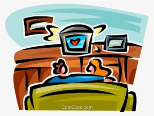 Couple Watching Tv Royalty Free Vector Clip Art Illustration - Casal Assistindo Tv Png #750538