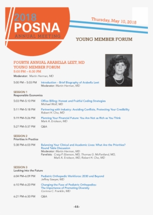Thursday, Ma Y 10, 2018 Young Member Forum Fourth Annual - Brochure #750755
