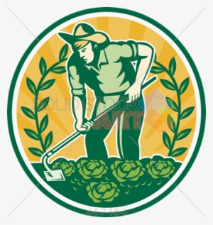 Stock Illustration Of Retro Cartoon Illustration Of - Farmer Gardener With Garden Hoe Cab Shower Curtain #751708