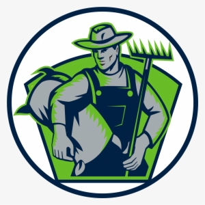 Organic Farmer Carry Sack Rake Woodcut Retro Card #755602