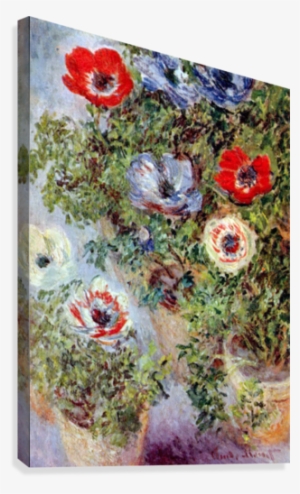 Still Life With Anemones By Monet Canvas Print - Claude Monet Still Life Anemones #756676