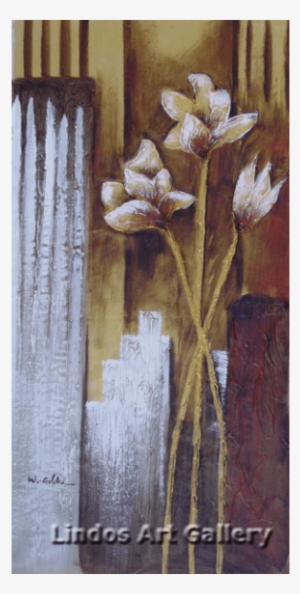 Golden Flowers Textured Oil Painting - Lily #758804