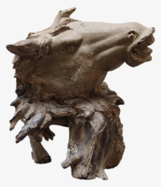 Hand Carved Bust Of Horse Head In Teak #7500431