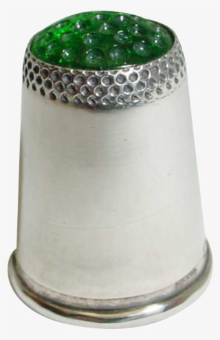 Vintage Georg Jensen Thimble With Green Top, Sterling #7501038
