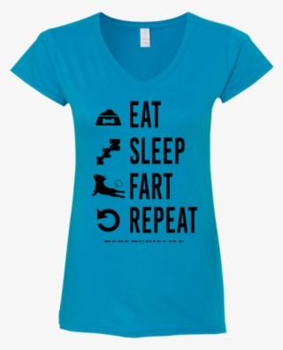 French Bulldog Eat Sleep Fart Repeat Womens Fit V Neck #7502533