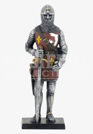 Armored Knight With Chainmail Coif Helmet And Sword #7504826