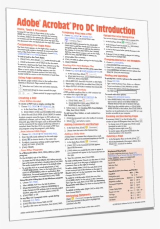 Adobe Acrobat Pro Dc 2019 Quick Reference, Cheat Sheet, #7516839