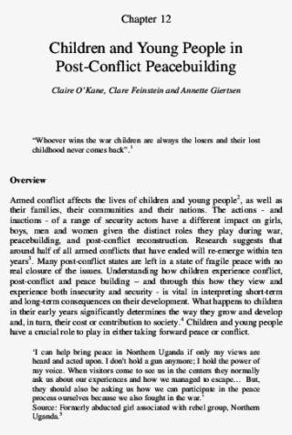 Children And Young People In Post-conflict Peacebuilding #7520399