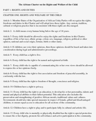 The African Charter On The Rights And Welfare Of The #7546088