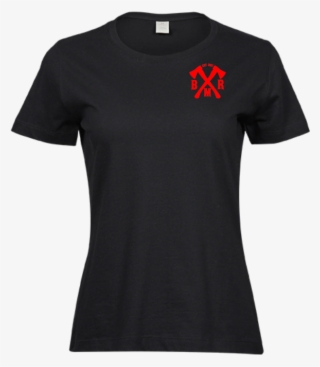 Black T-shirt For The Ladies With Red Designs #7558246