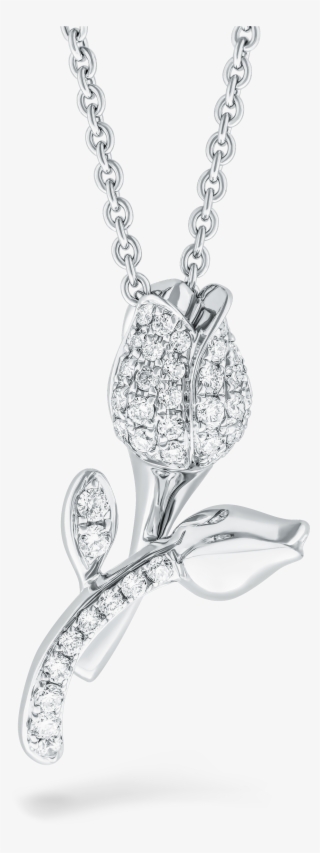 Diamond Tulip Pendant White Gold 45 Small Diamonds #7566531