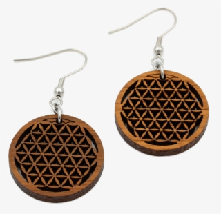 "flower Of Life" Earrings Classic Wood Walnut 25mm #7568211