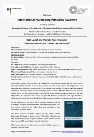 Csm Asp 2018 Side Event Islam And Icl Nuremberg Academy #7574600