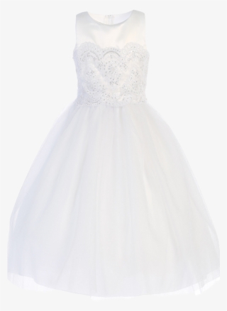 Embroidered Lace Applique & White Glitter Tulle Overlay #7583025