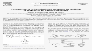 Preparation Of 3,3 Disubstituted Oxindoles By Addition - Document #7591590