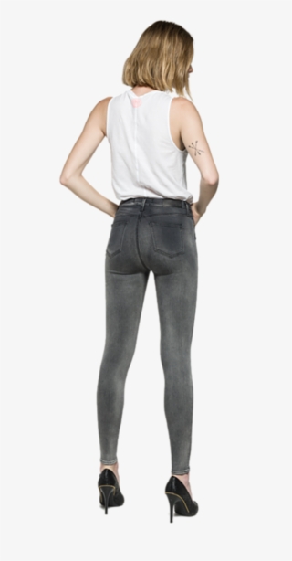 Replay Ladies Touch Jeans Grey Super Skinny Wa642 000 - Tights #7591905