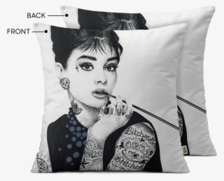 Dailyobjects Audrey Hepburn Inked 12" Cushion Cover - Tattooed Audrey Hepburn Print #7594155