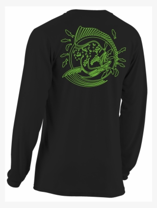 Sa-20333 Long Sleeve Cotton Black Lime Green Mahi Outline - Long-sleeved T-shirt #7598404