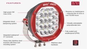18 X 5w High Power 5w Cree Leds ➤ High Power 5w Cree - Big Red Driving Lights #761139