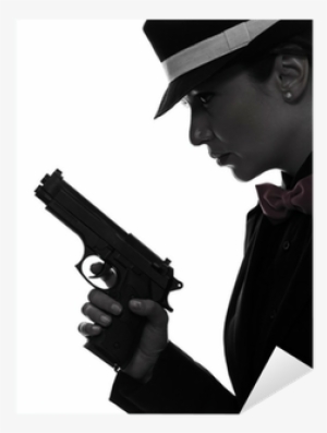 Woman Gun Gangster Killer Silhouette Sticker • Pixers® - Silhouette #765783