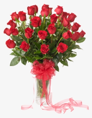 50 Red Roses Vase - Pink Lily Flower Bouquet #767054