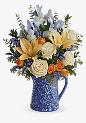 Crème Roses, Orange Spray Roses, Peach Asiatic Lilies, - Teleflora Spring Beauty Bouquet #767224